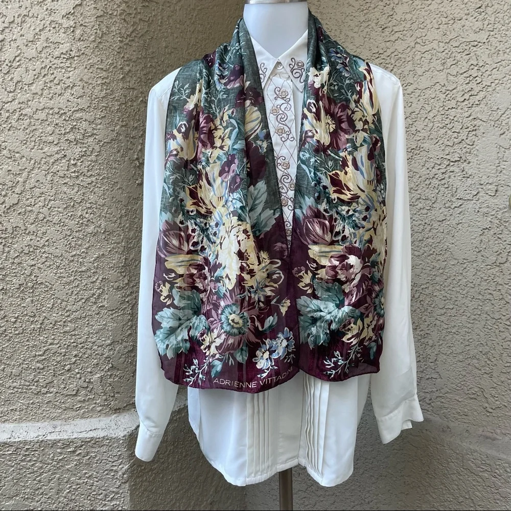 Vintage multicolored Adrienne Vittadini silk scarf
